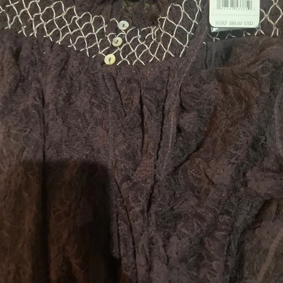 Free people Intimately Plum Wine Button Lace Embroidered Romper Sheer Slip XS - Picture 9 of 9